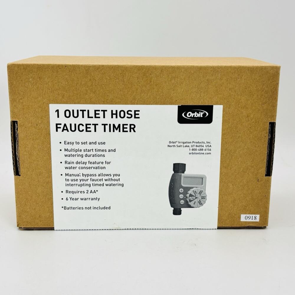 Orbit 1 Single Outlet Hose Faucet Timer 27729 Manual Bypass Rain Delay NIB.